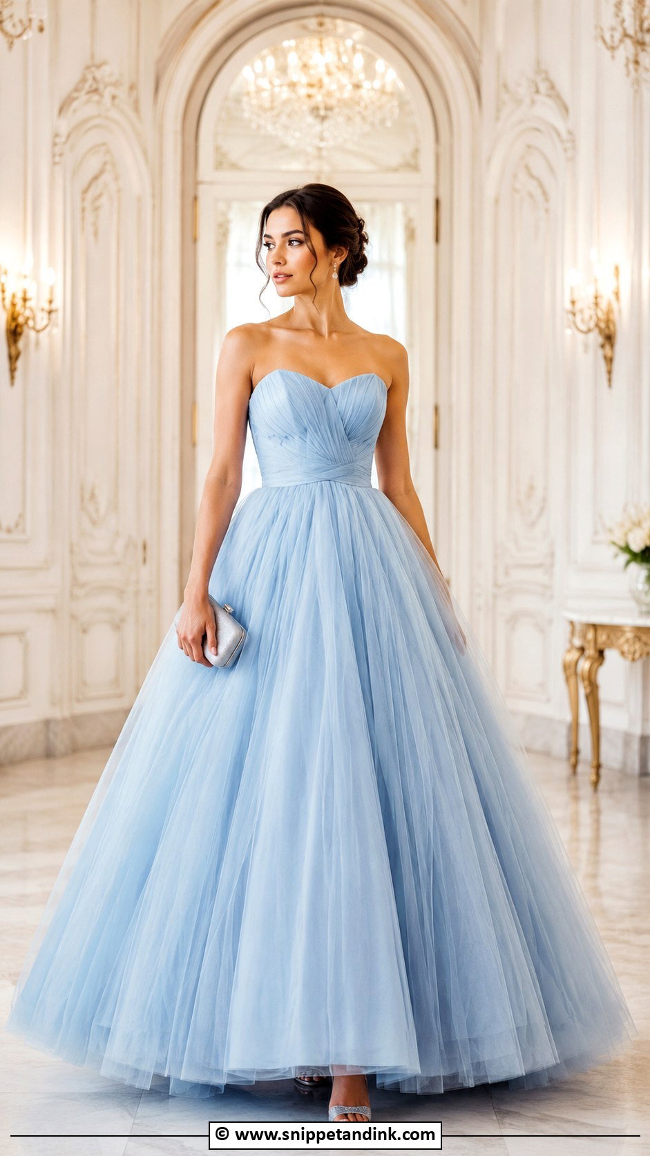 Ball Western Gown With Simple Clutch - Snippet and Ink - 25 Western Gown Designs