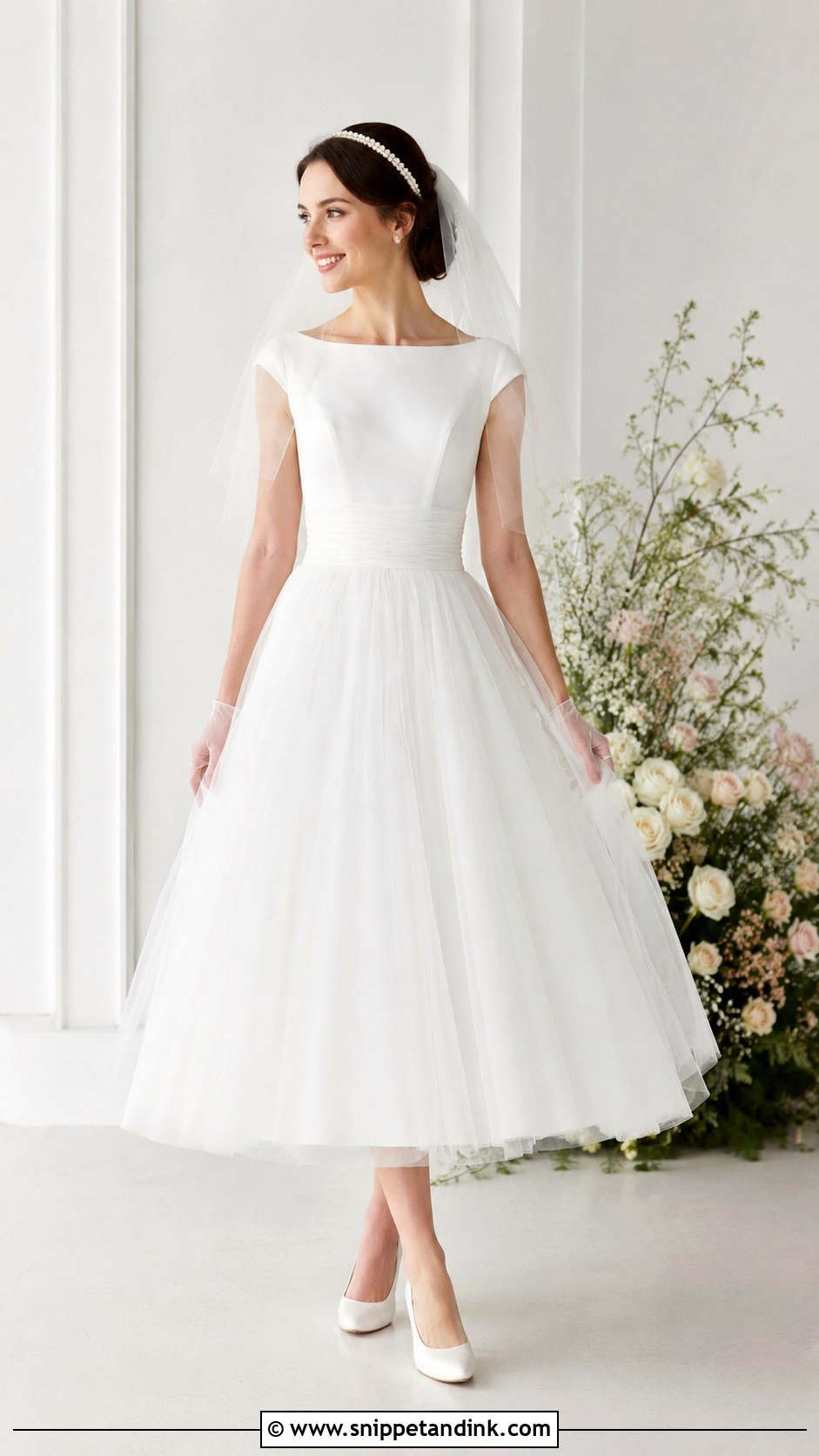 Ballerina Length 50s Wedding Dress - Snippet and Ink - 30 50s Wedding Dress Ideas