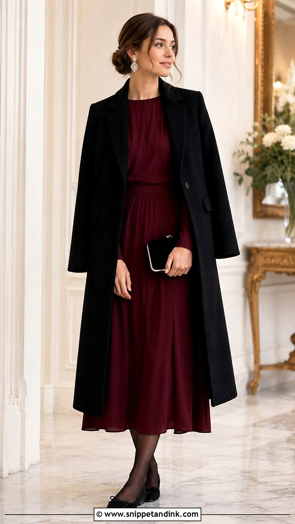Ballet Flats With Winter Wedding Guest Dress - Snippet and Ink - 25 Wedding Ballet Flats Ideas