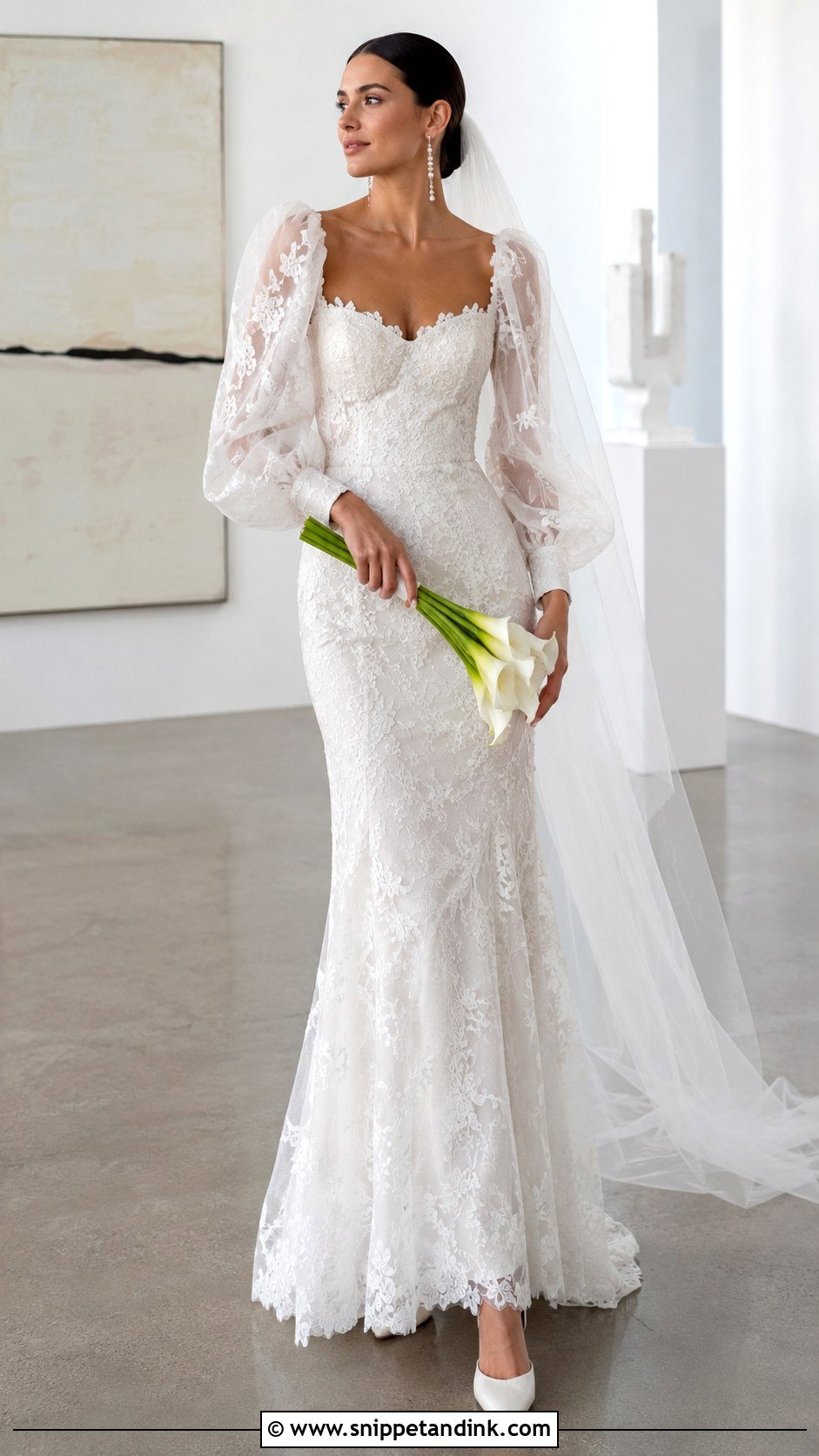 Balloon Sleeve Fit And Flare Wedding Dress - Snippet and Ink - 20 Whimsical Wedding Dress with Sleeves