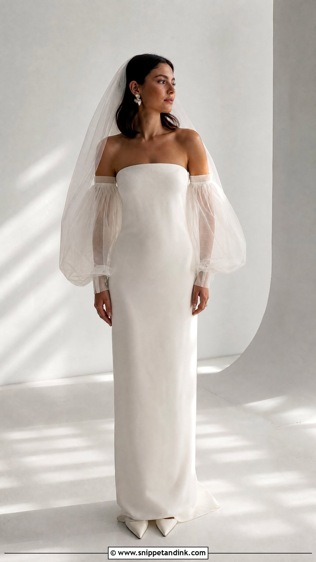Balloon Sleeve Tulle Wedding Dress - Snippet and Ink - 20 Tulle Sleeve Wedding Dress Ideas