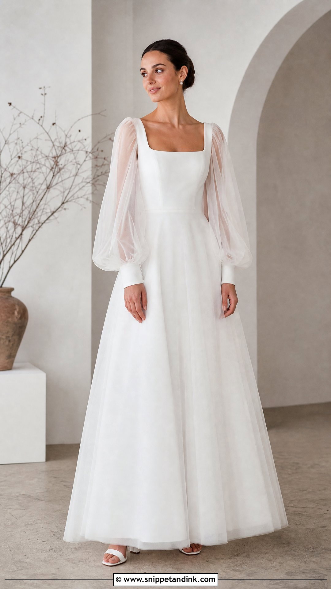 Balloon Tulle Sleeve Wedding Dress - Snippet and Ink - 20 Wedding Dress Tulle Sleeves