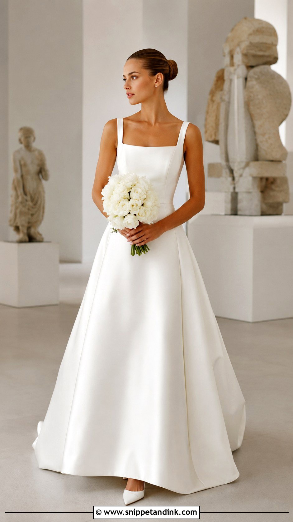 Ballroom Bustle Satin A Line Dress - Snippet and Ink - 20 Bustled Wedding Dress Ideas
