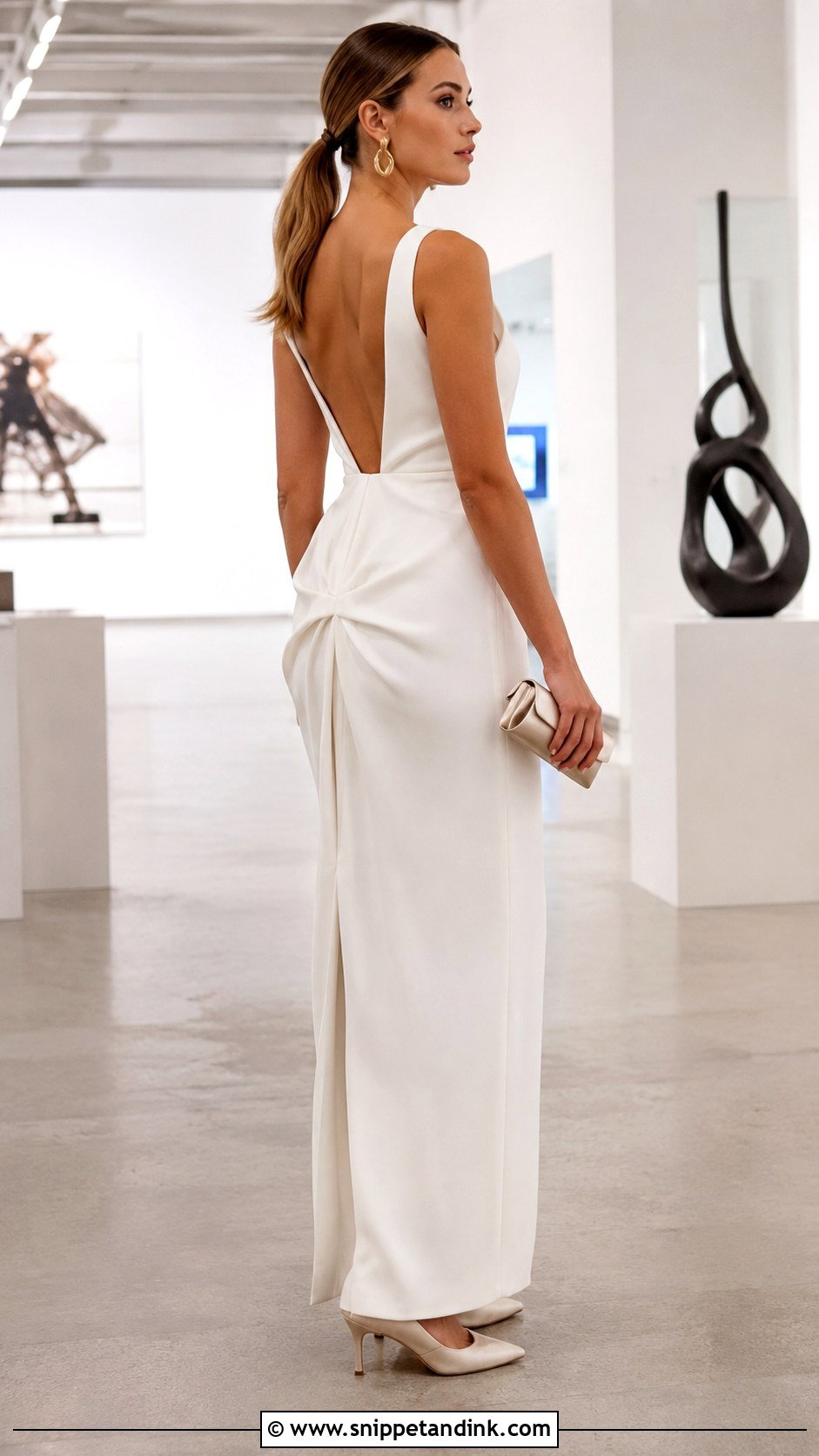 Ballroom Bustle With Minimalist Crepe Gown - Snippet and Ink - 20 Bustle Types Ideas