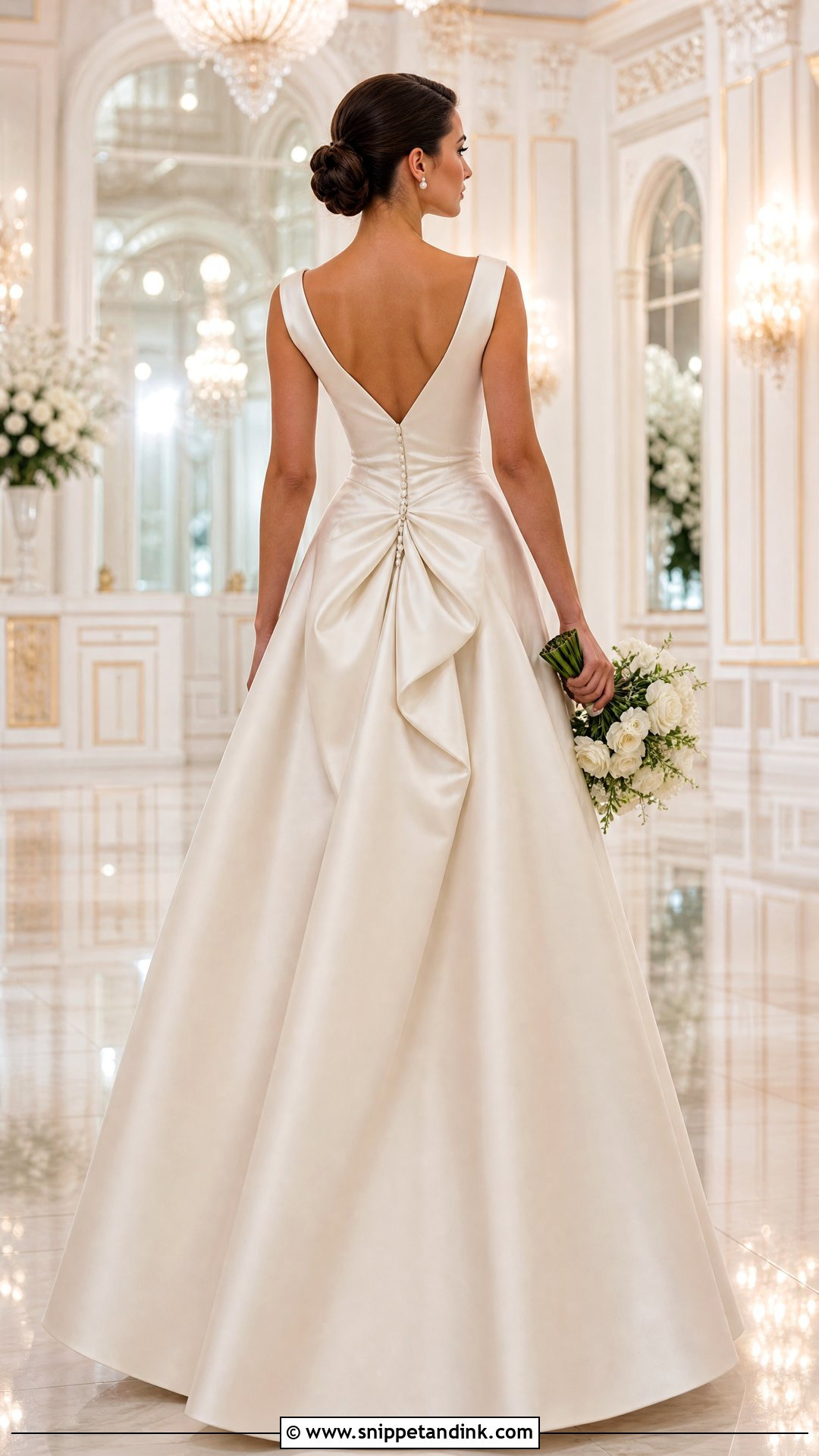 Ballroom Bustle for a Satin Ball Gown - Snippet and Ink - 20 Wedding Dress Train Bustle Ideas