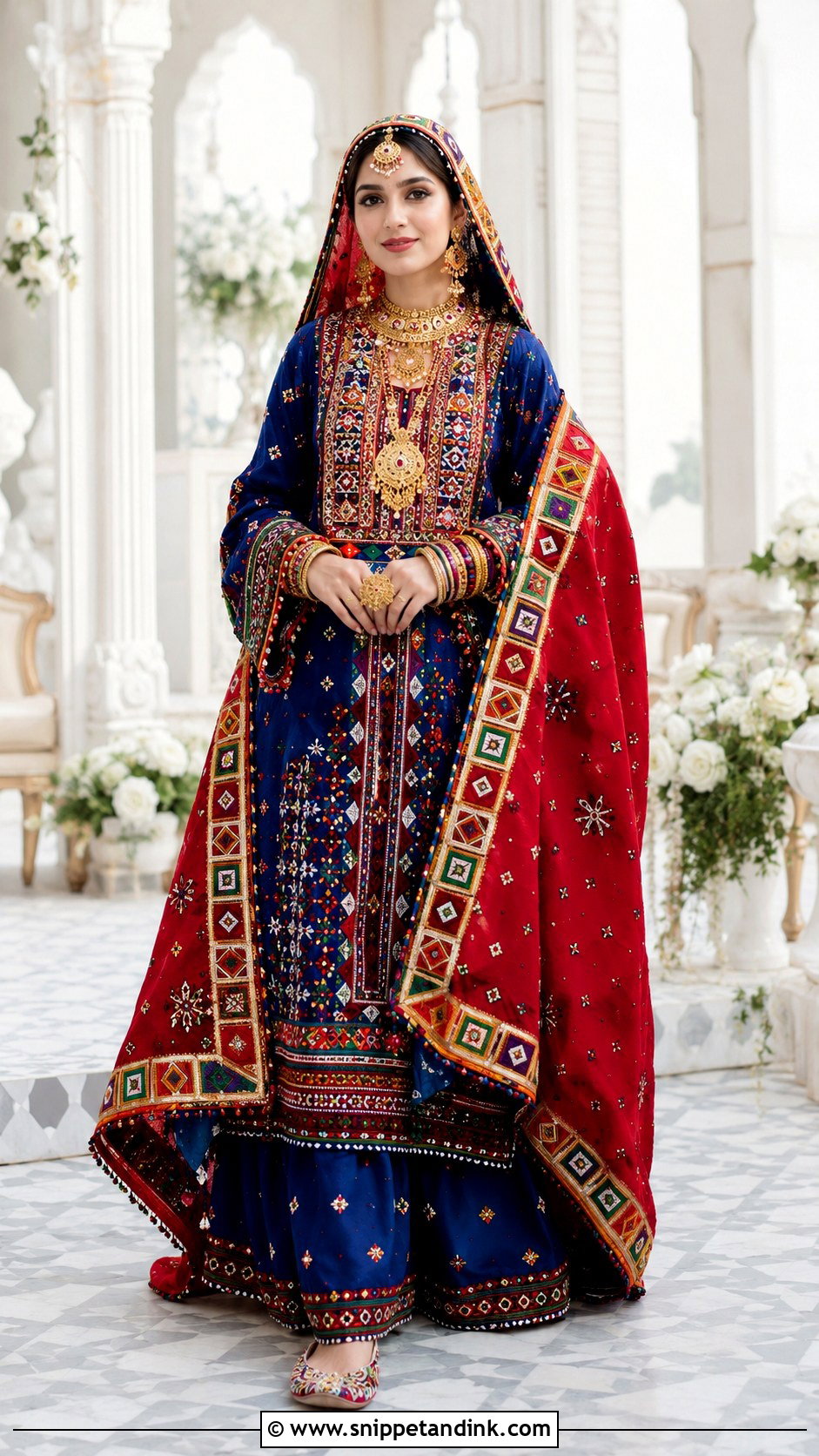 Balochi Bridal Dress With Sareeg - Snippet and Ink - 20 Balochi Bridal Dress Ideas