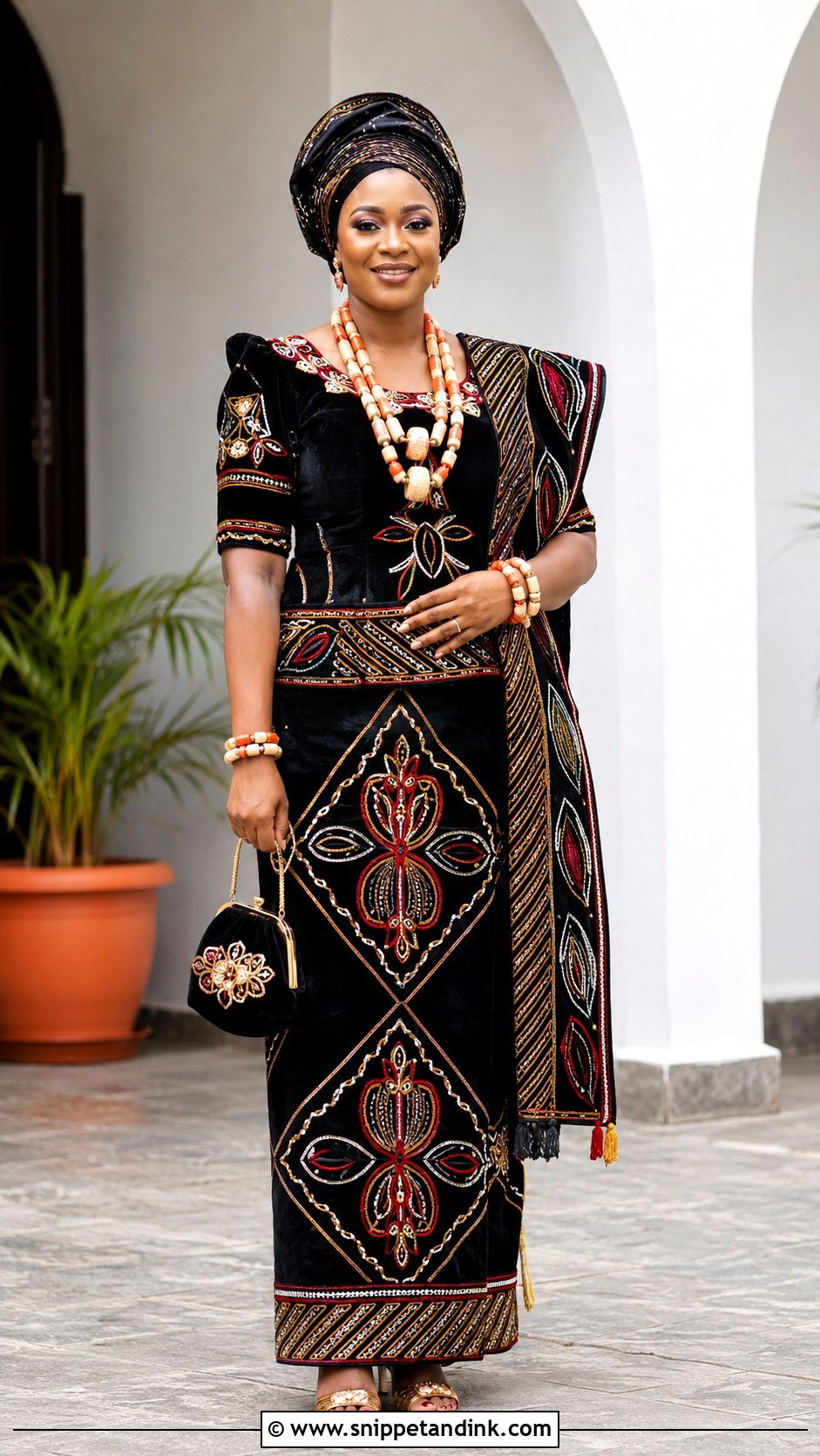 Bamenda Toghu Blouse And Wrapper Outfit - Snippet and Ink - 20 Bamenda Traditional Wedding Dress Ideas