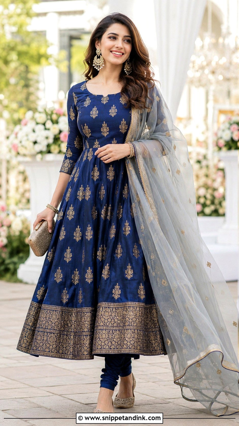 Banaras Wedding Guest Anarkali Dress With Light Dupatta - Snippet and Ink - 20 Banaras Anarkali Dresses