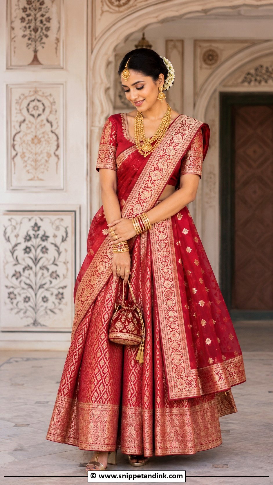 Banarasi Bridal Lengha With Silk Dupatta - Snippet and Ink - 30 Bridal Lengha Ideas