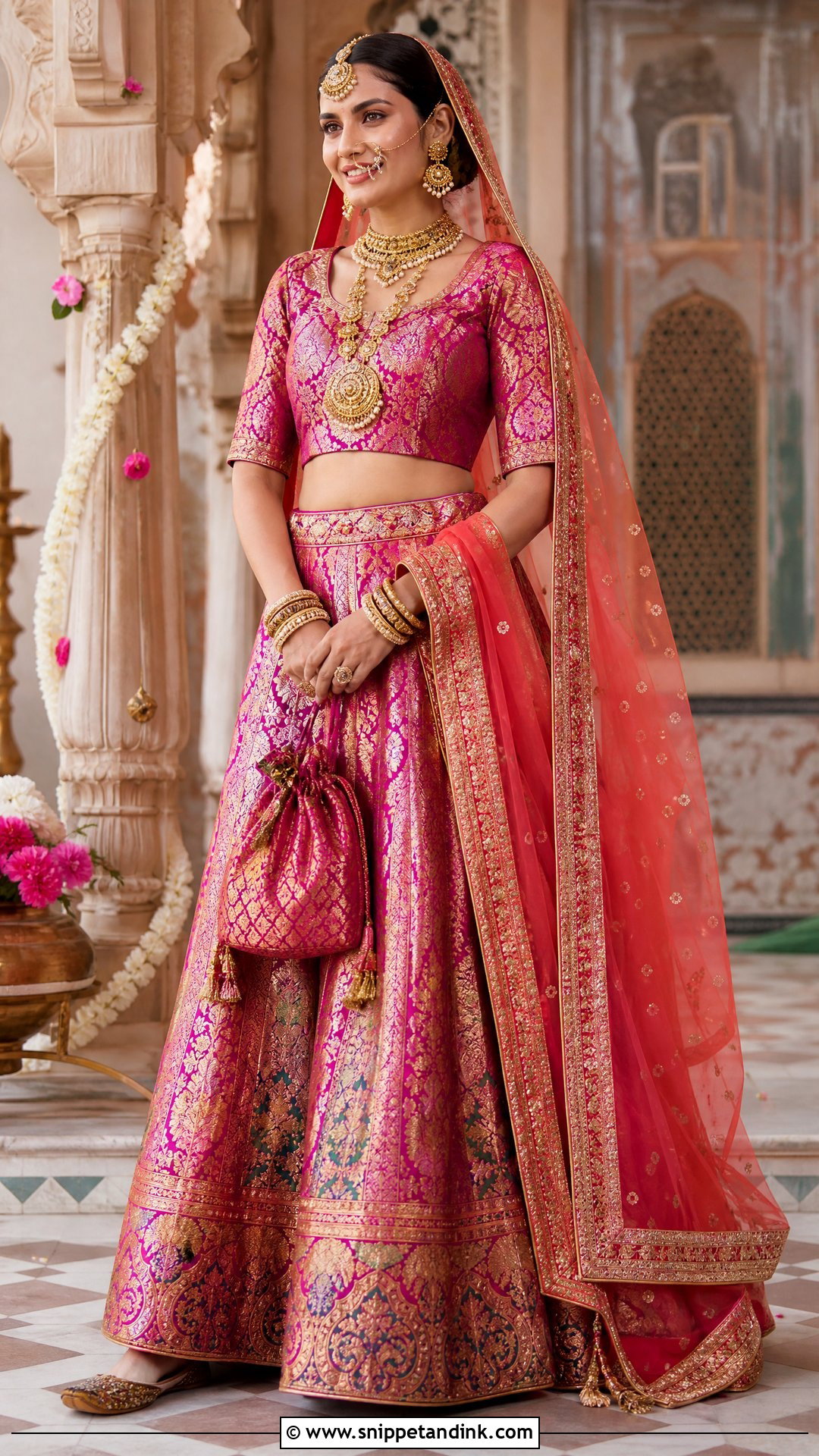 Banarasi Brocade Bridal Choli With Silk Lehenga - Snippet and Ink - 20 Indian Bridal Bride Choli Ideas