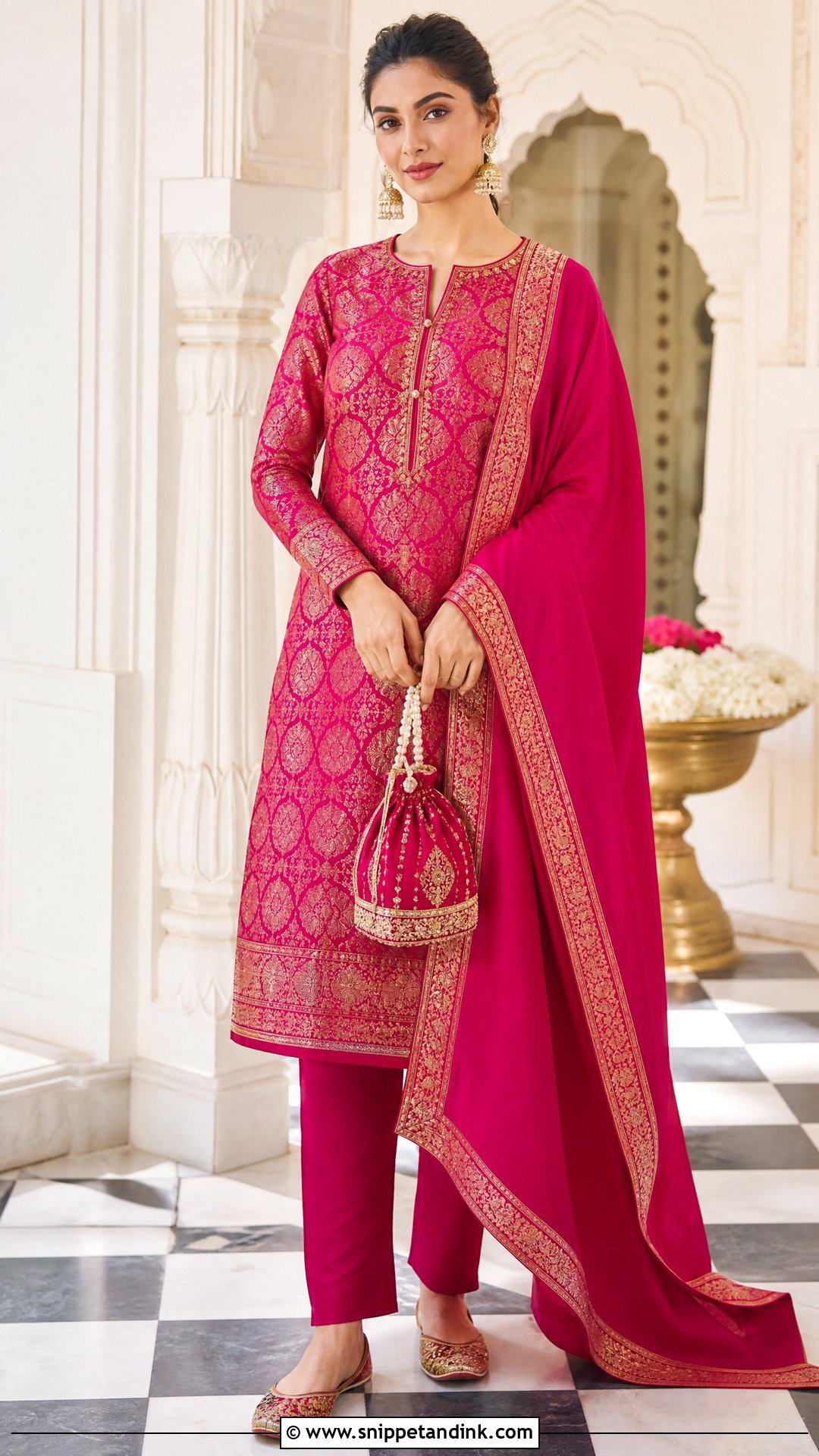 Banarasi Brocade Kurta Set With Silk Pants - Snippet and Ink - 25 Kurta Set for Wedding Ideas