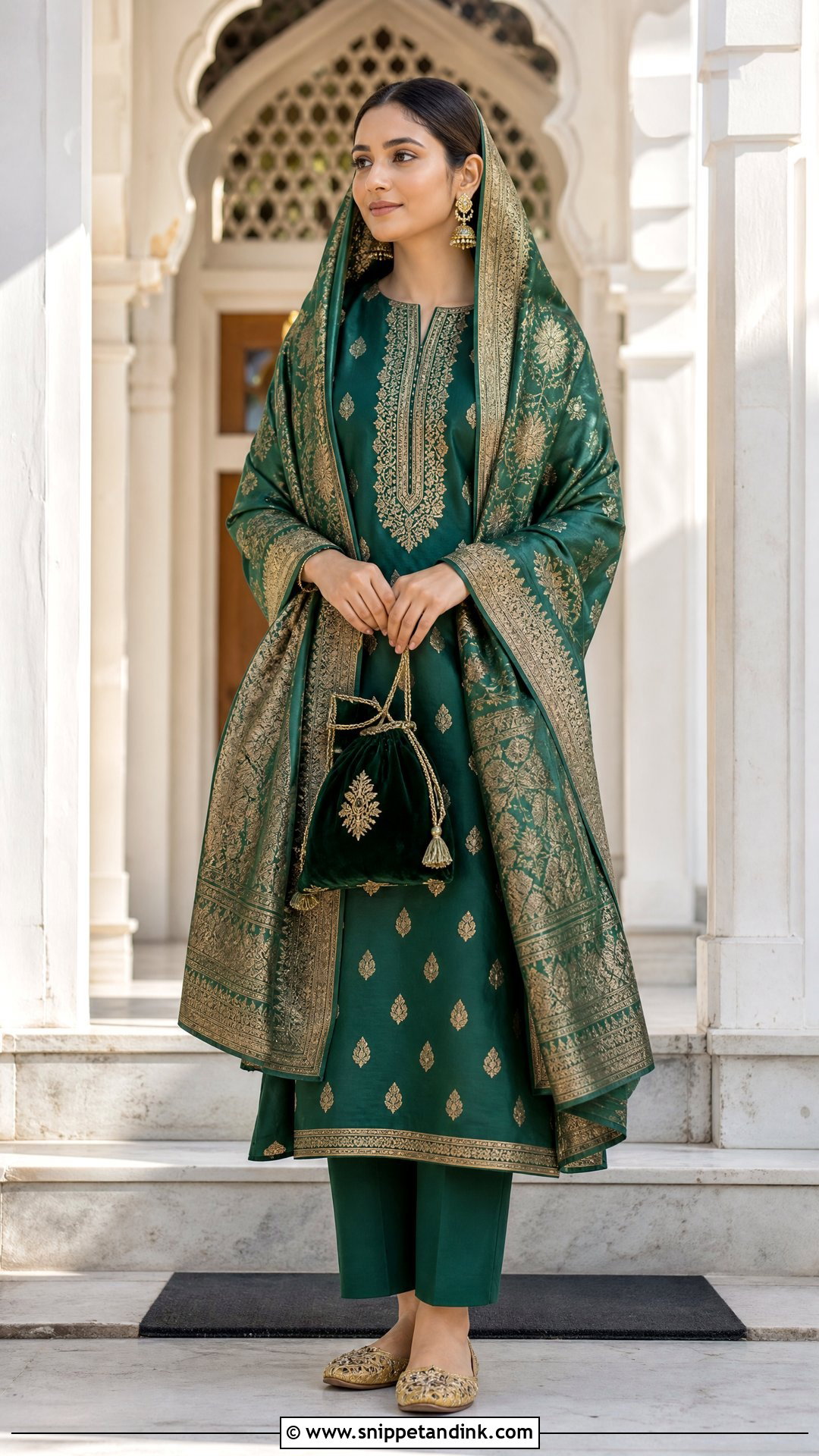 Banarasi Kurta Set For Gurudwara Wedding - Snippet and Ink - 25 Gurudwara Wedding Outfit Ideas