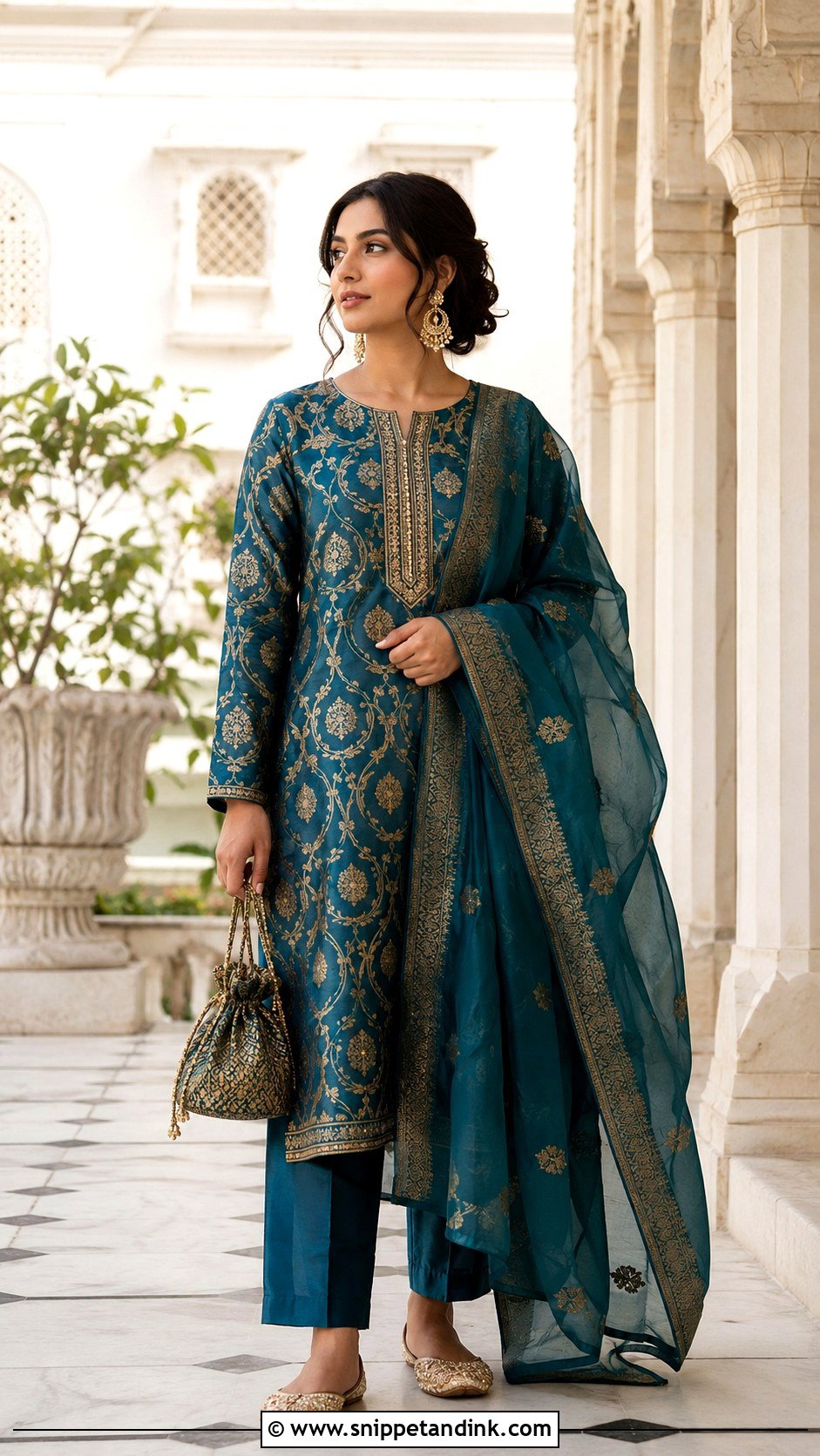 Banarasi Kurti With Straight Pants - Snippet and Ink - 20 Wedding Kurti Ideas