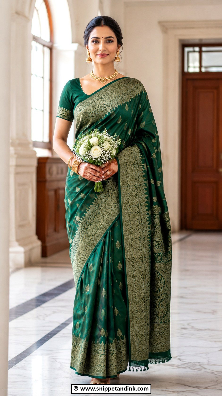 Banarasi Saree Court Marriage Outfit - Snippet and Ink - 25 Indian Court Marriage Outfit Ideas