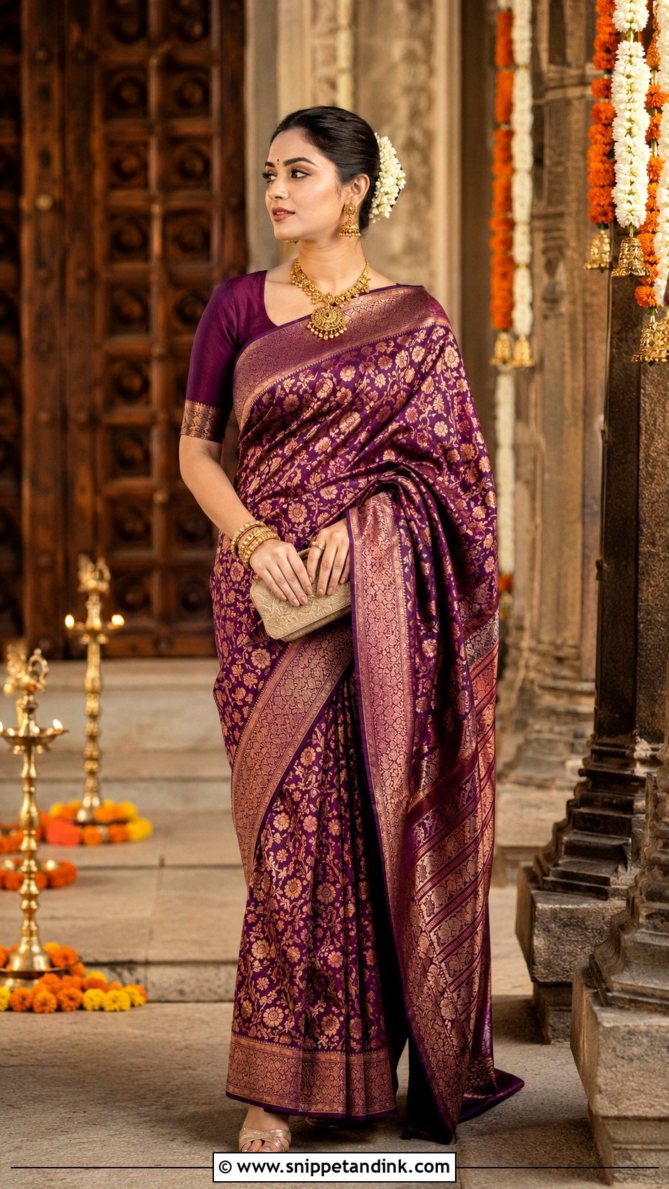 Banarasi Saree Festive Outfit - Snippet and Ink - 25 Indian Festive Outfits