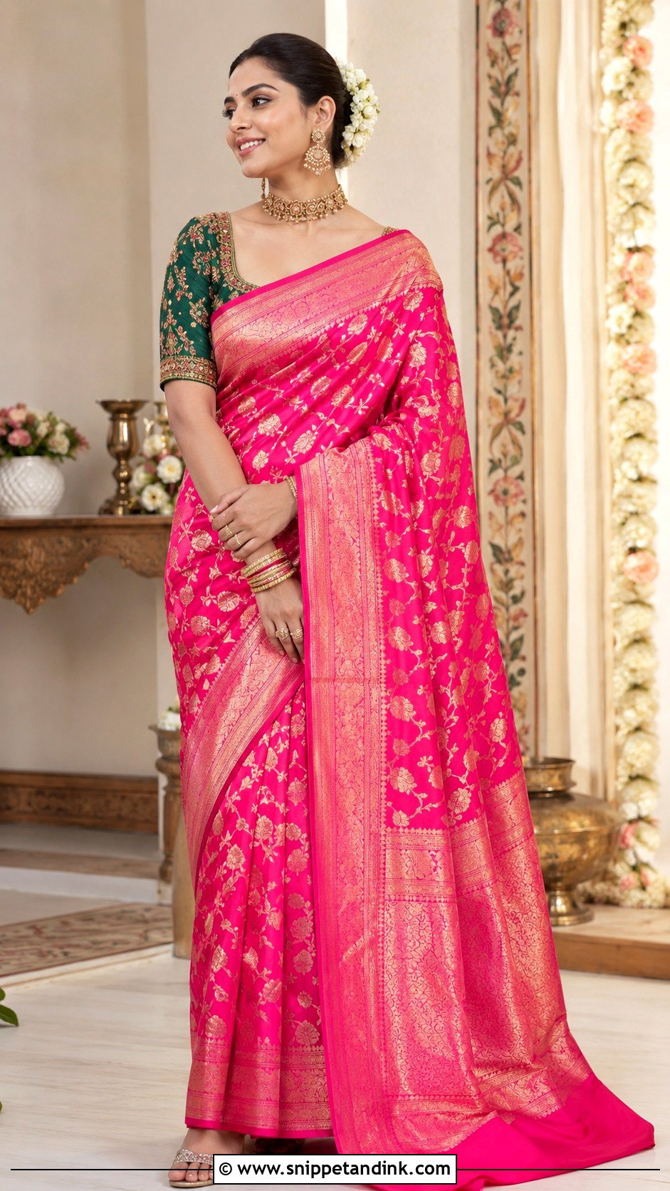 Banarasi Saree For Engagement - Snippet and Ink - 30 Indian Engement Dress Ideas