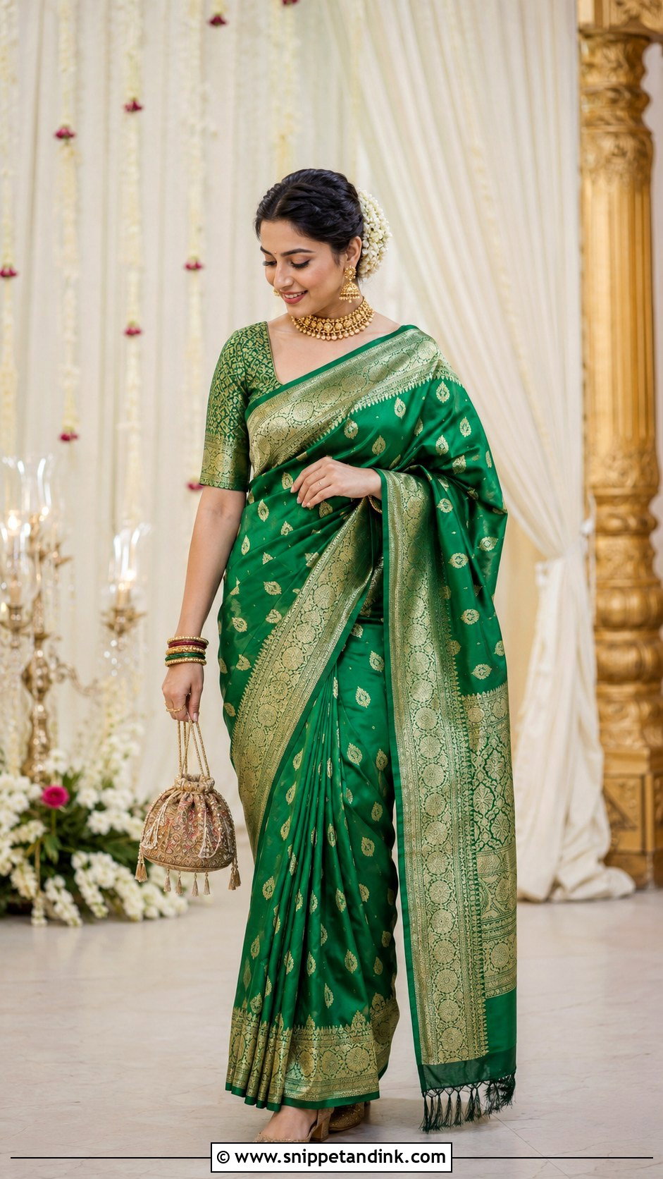Banarasi Saree For Wedding Ceremony - Snippet and Ink - 20 Marrige Function Outfit Ideas