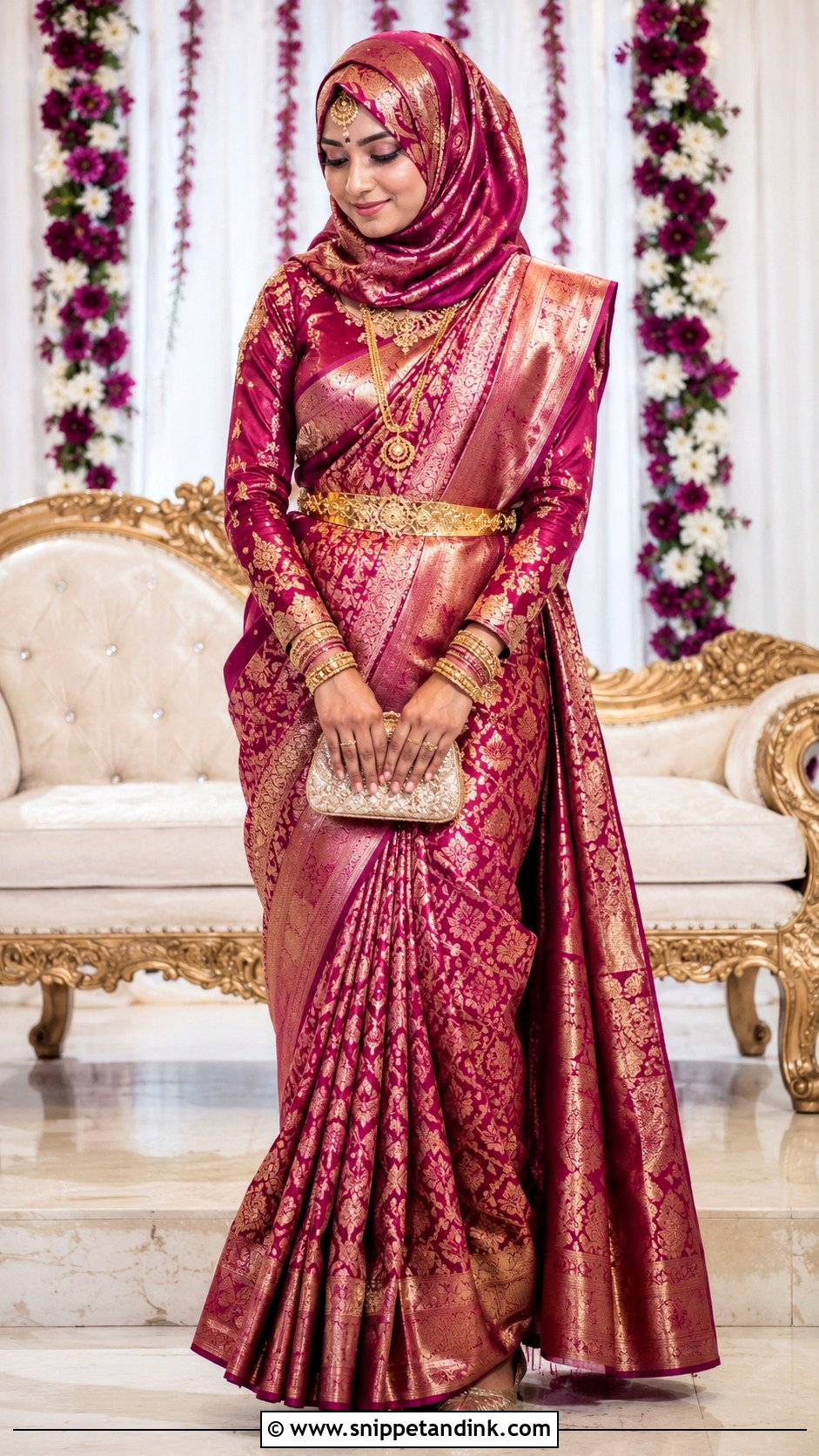 Banarasi Saree Hijabi Bride - Snippet and Ink - 20 Desi Hijabi Bride Ideas