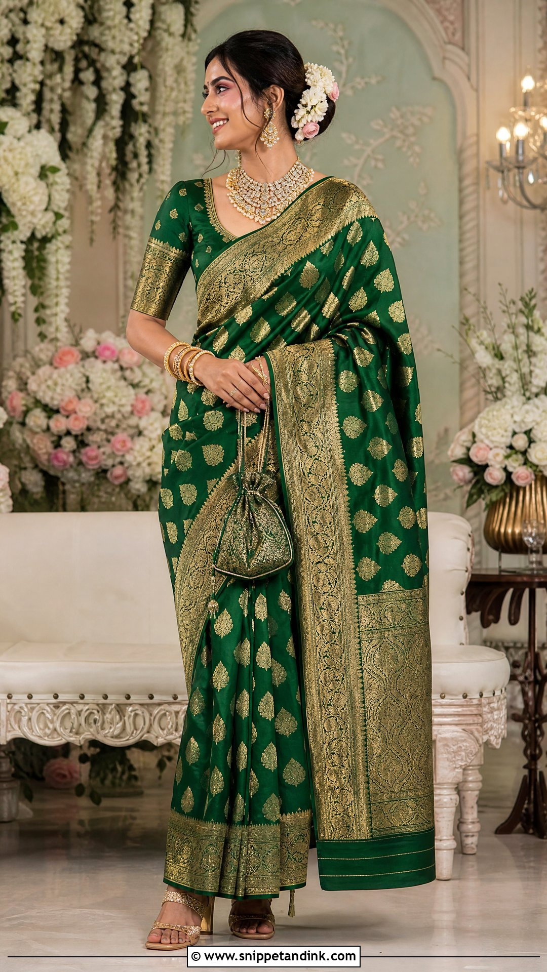 Banarasi Saree Ring Ceremony Outfit - Snippet and Ink - 20 Ring Ceremony Outfit for Bride Ideas