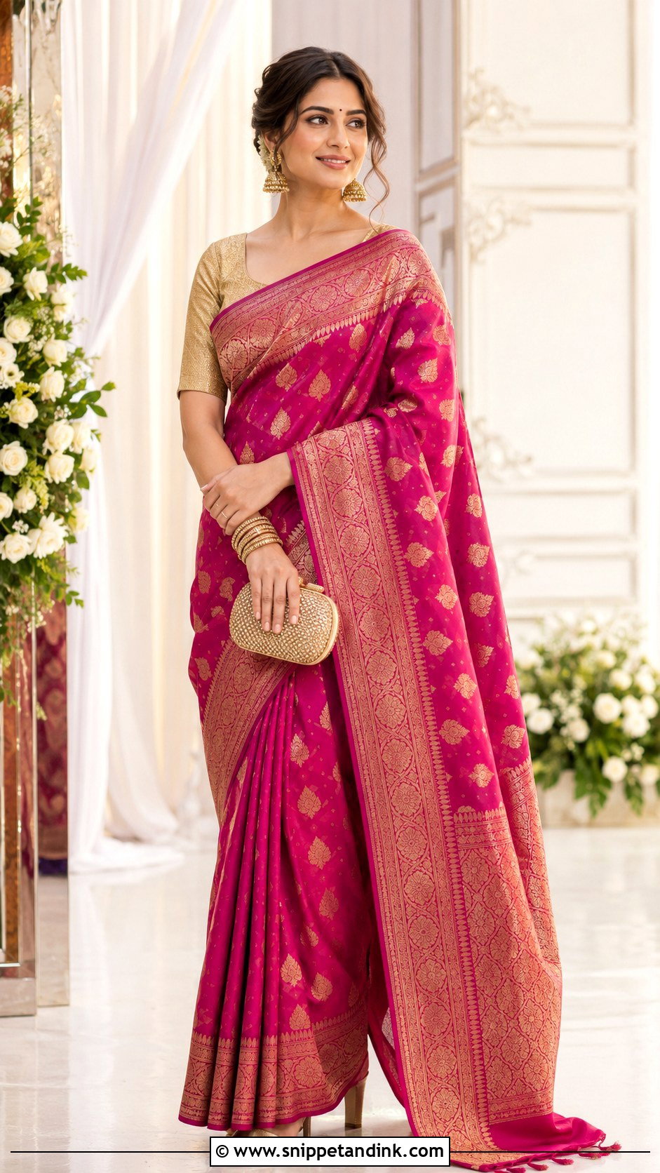 Banarasi Saree Ring Ceremony Outfit - Snippet and Ink - 30 Ring Ceremony Outfit Ideas