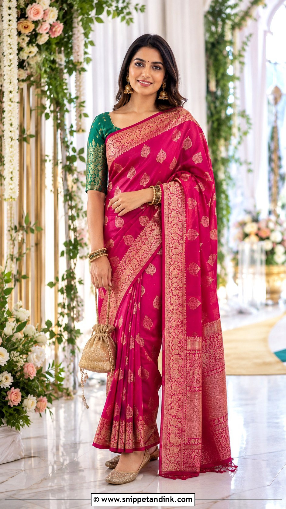 Banarasi Saree for Indian Wedding Guest - Snippet and Ink - 20 Indian Wedding Outfit Ideas for Women