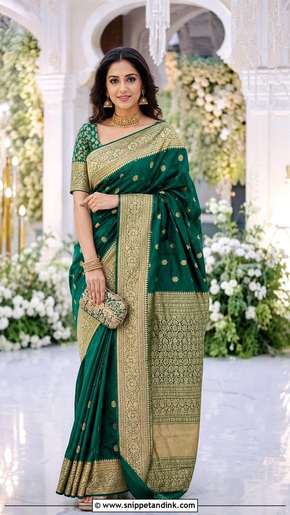 Banarasi Silk Bollywood Wedding Saree - Snippet and Ink - 20 Bollywood Wedding Outfit Ideas