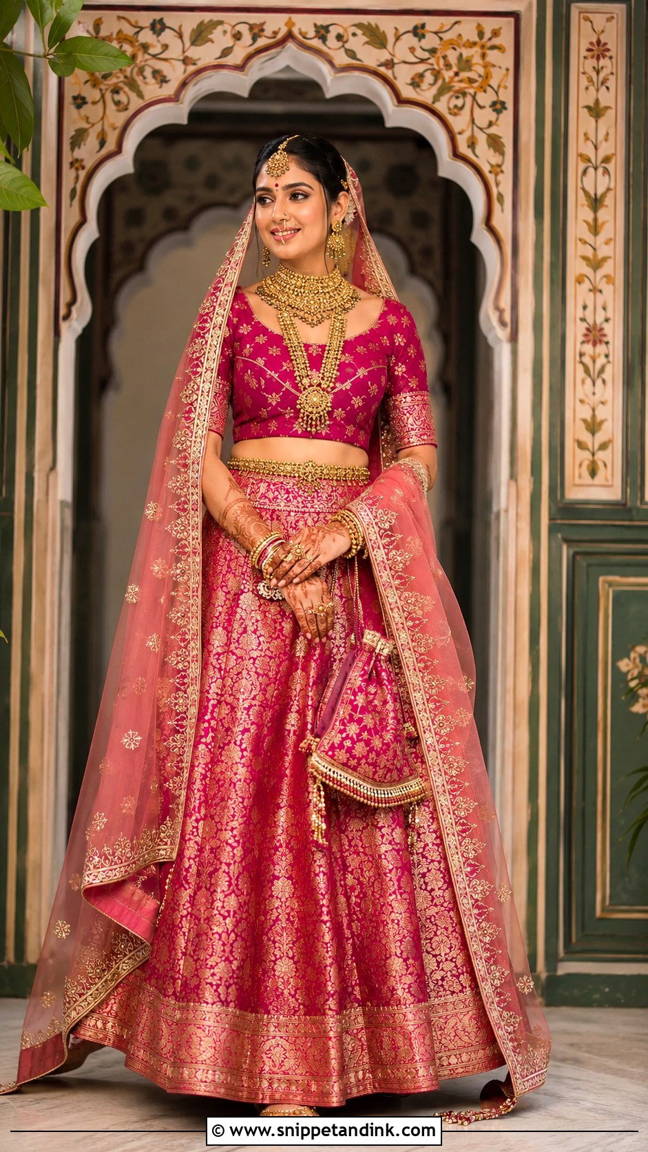 Banarasi Silk Bridal Choli With Woven Lehenga - Snippet and Ink - 20 Bridal Choli Designs