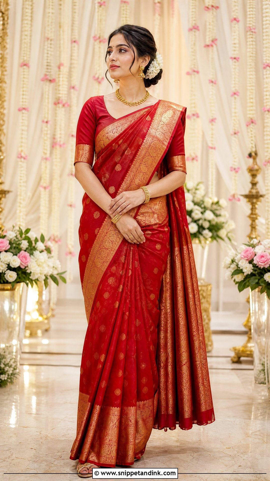 Banarasi Silk Bridal Saree - Snippet and Ink - 20 Simple Indian Bridal Outfit Ideas