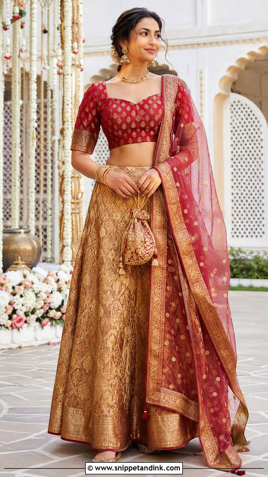Banarasi Silk Designer Choli With Brocade Lehenga - Snippet and Ink - 20 Designer Choli for Wedding Ideas
