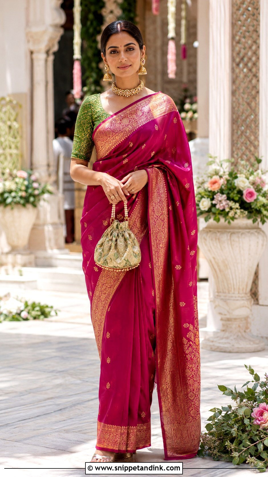 Banarasi Silk Saree Baraat Outfit - Snippet and Ink - 20 Baraat Outfits for Sisters