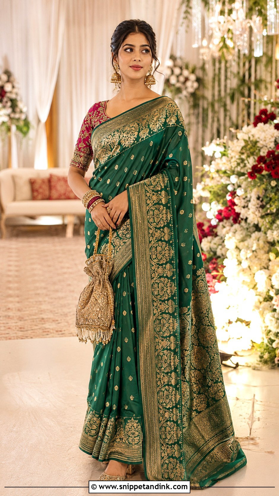 Banarasi Silk Saree For Indian Wedding - Snippet and Ink - 20 Indian Wedding Season Outfit Ideas