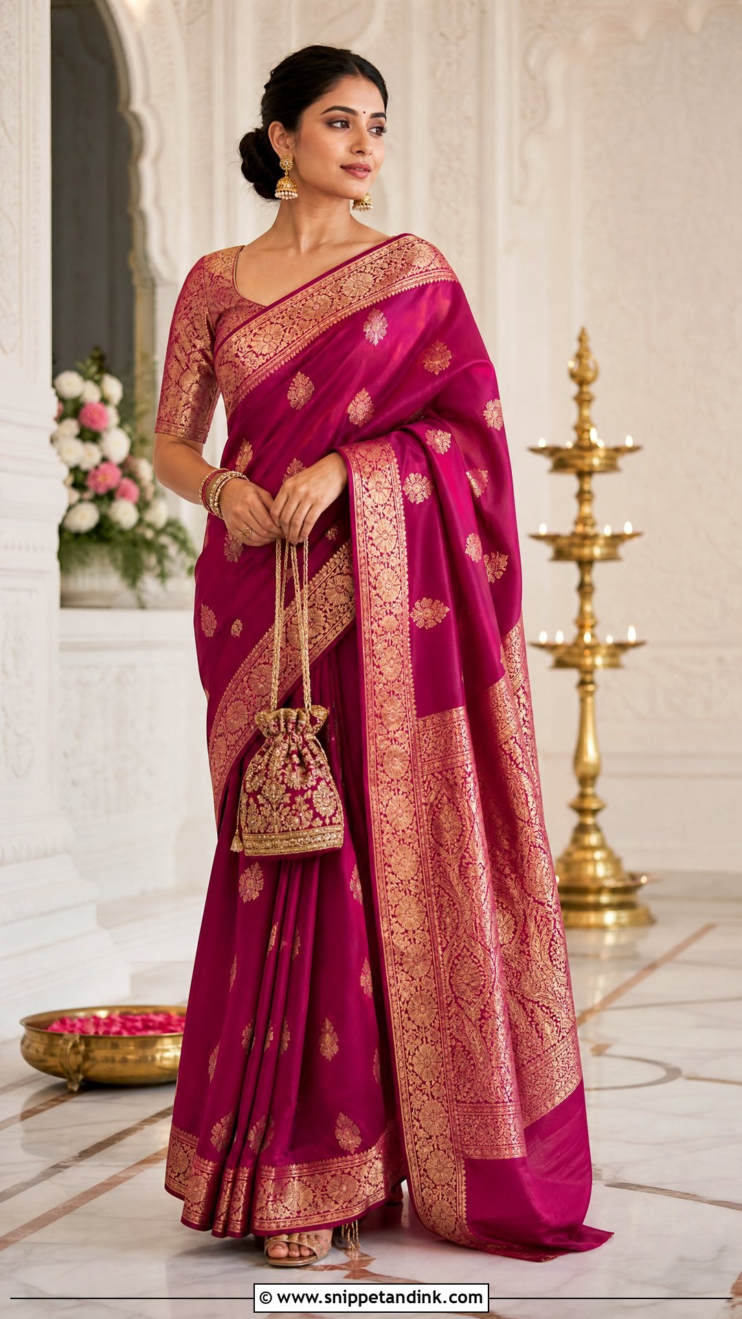 Banarasi Silk Saree For Indian Wedding - Snippet and Ink - 20 Trendy Indian Wedding Outfits