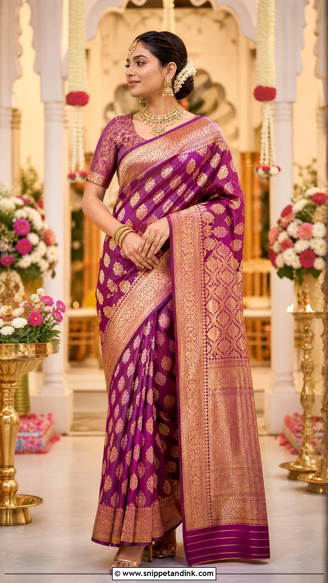 Banarasi Silk Saree Outfit - Snippet and Ink - 25 Trending Indian Wedding Outfits