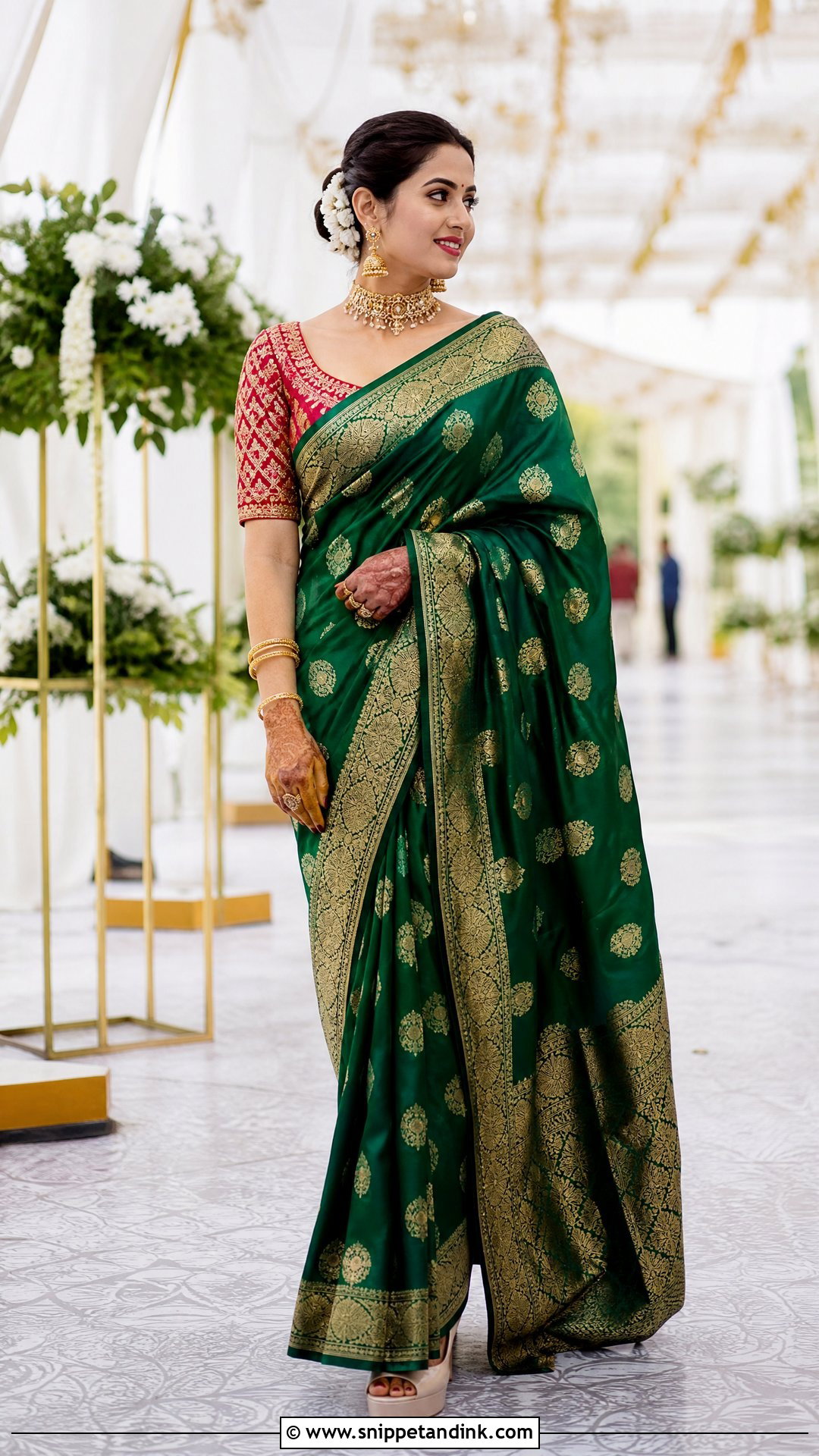 Banarasi Silk Saree Outfit for Sisters Wedding - Snippet and Ink - 20 Sister Marriage Outfit for Sister Ideas