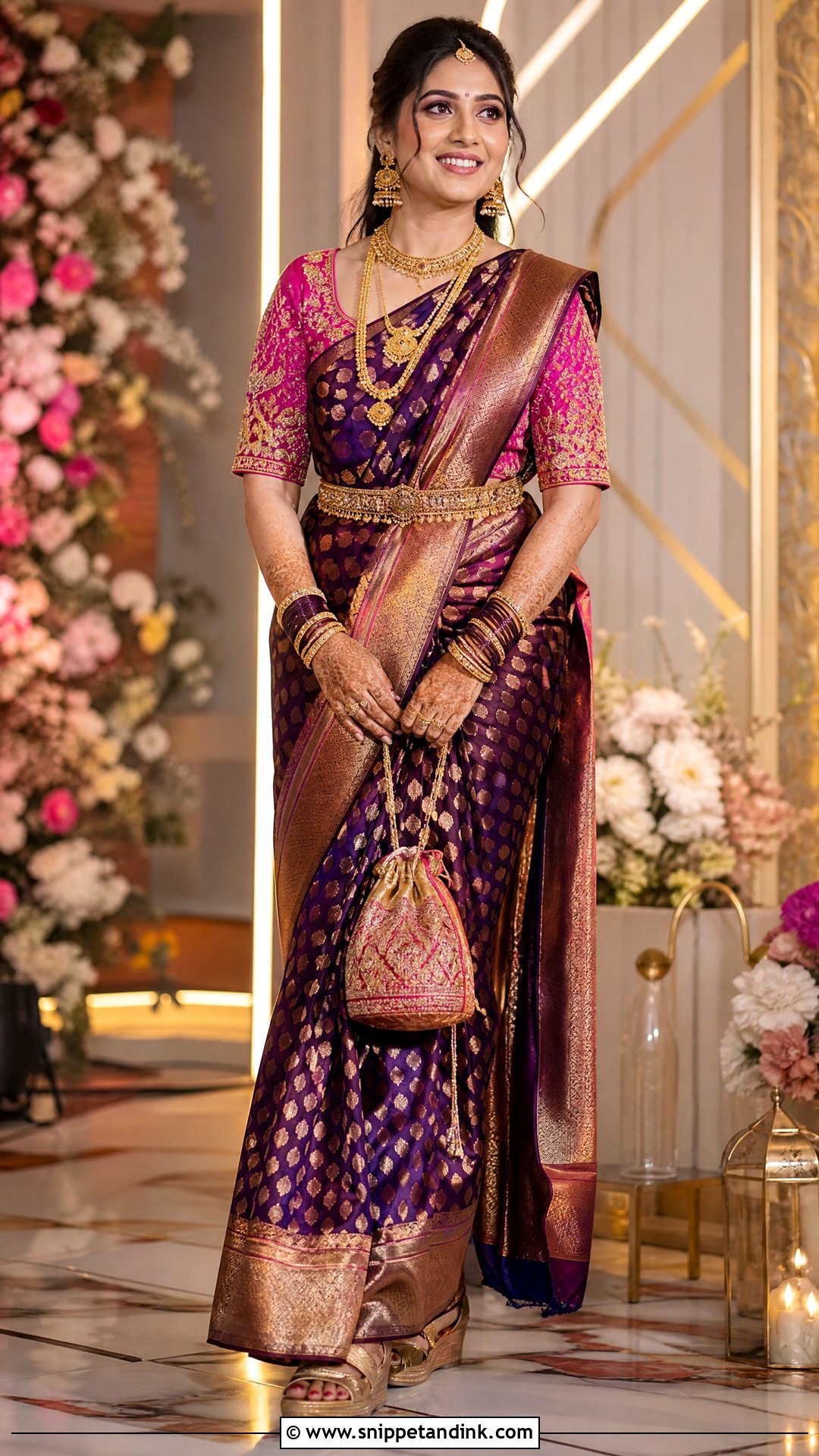 Banarasi Silk Saree Sangeet Outfit - Snippet and Ink - 25 Bridal Sangeet Outfit Indian Weddings Ideas