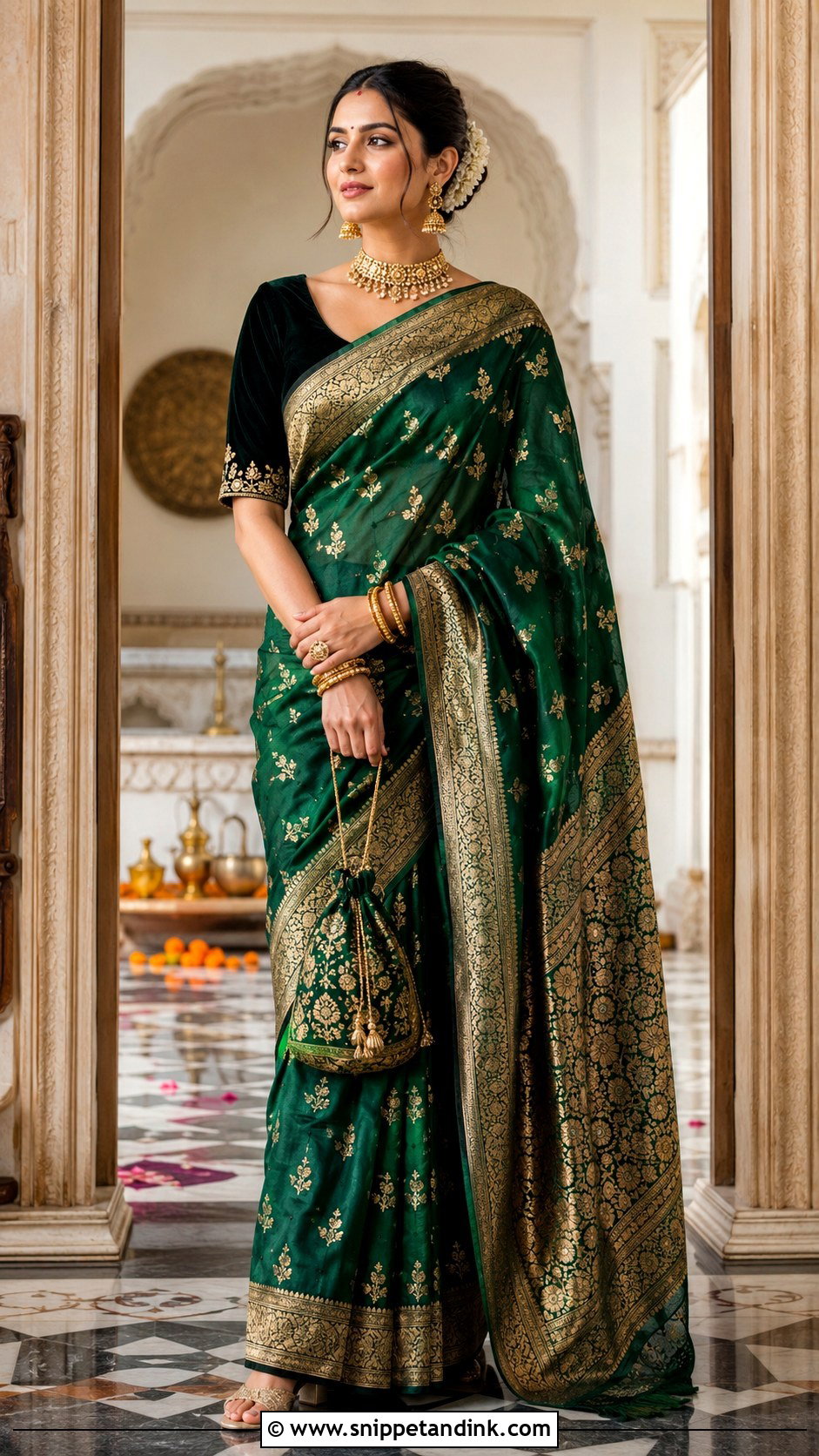 Banarasi Silk Saree Wedding Outfit - Snippet and Ink - 20 Ethnic Wedding Outfits