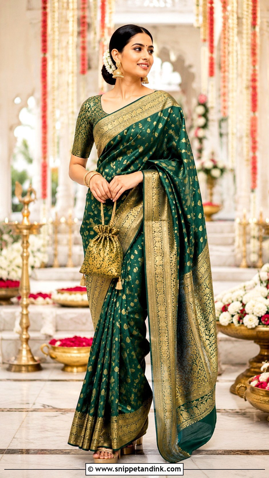 Banarasi Silk Saree Wedding Outfit - Snippet and Ink - 20 Indian Siders Wedding Outfits