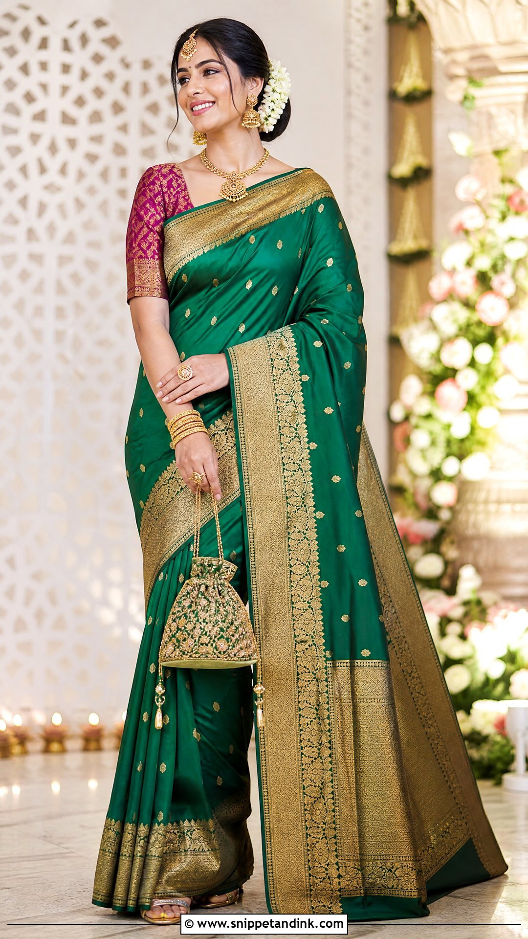 Banarasi Silk Saree Wedding Outfit - Snippet and Ink - 20 Unique Indian Wedding Outfits