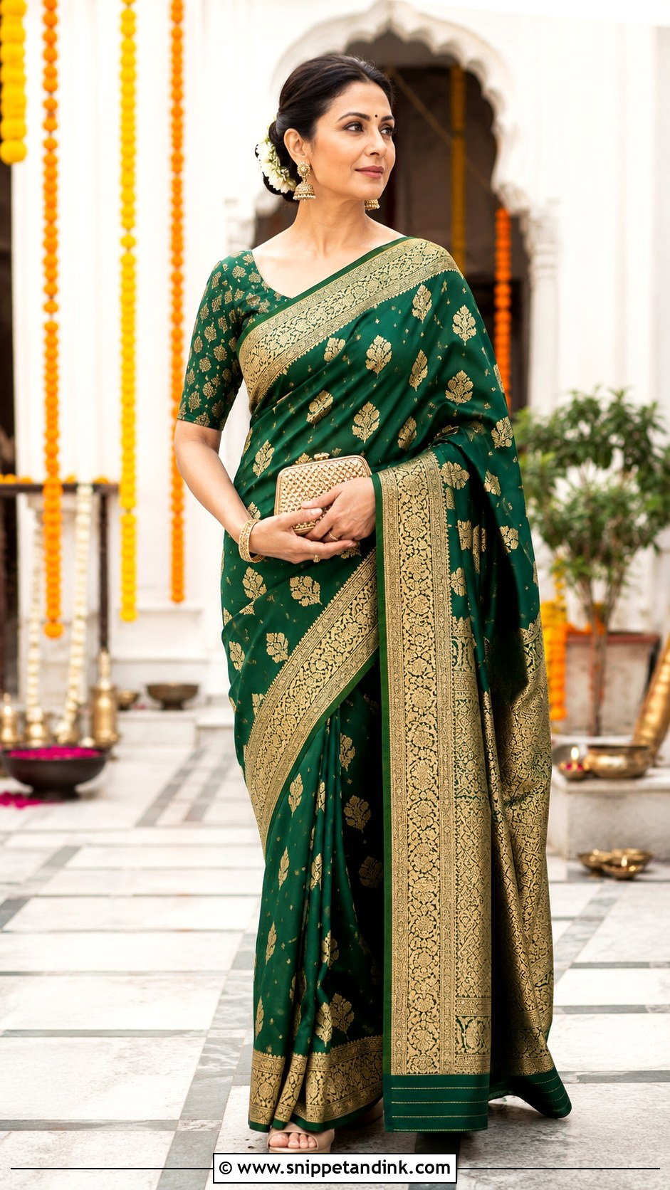 Banarasi Silk Saree Wedding Outfit - Snippet and Ink - 20 Desi Fits for Wedding Ideas