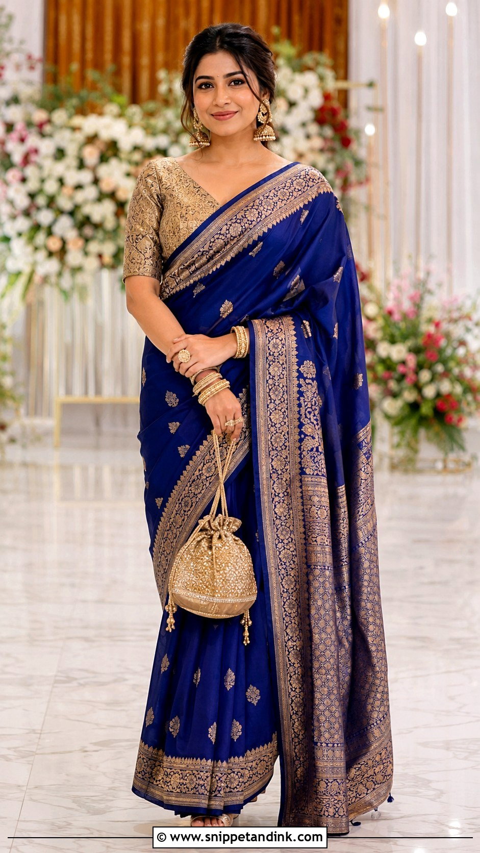Banarasi Silk Saree for Brothers Wedding - Snippet and Ink - 20 Brothers Marriage Outfit for Sister Ideas
