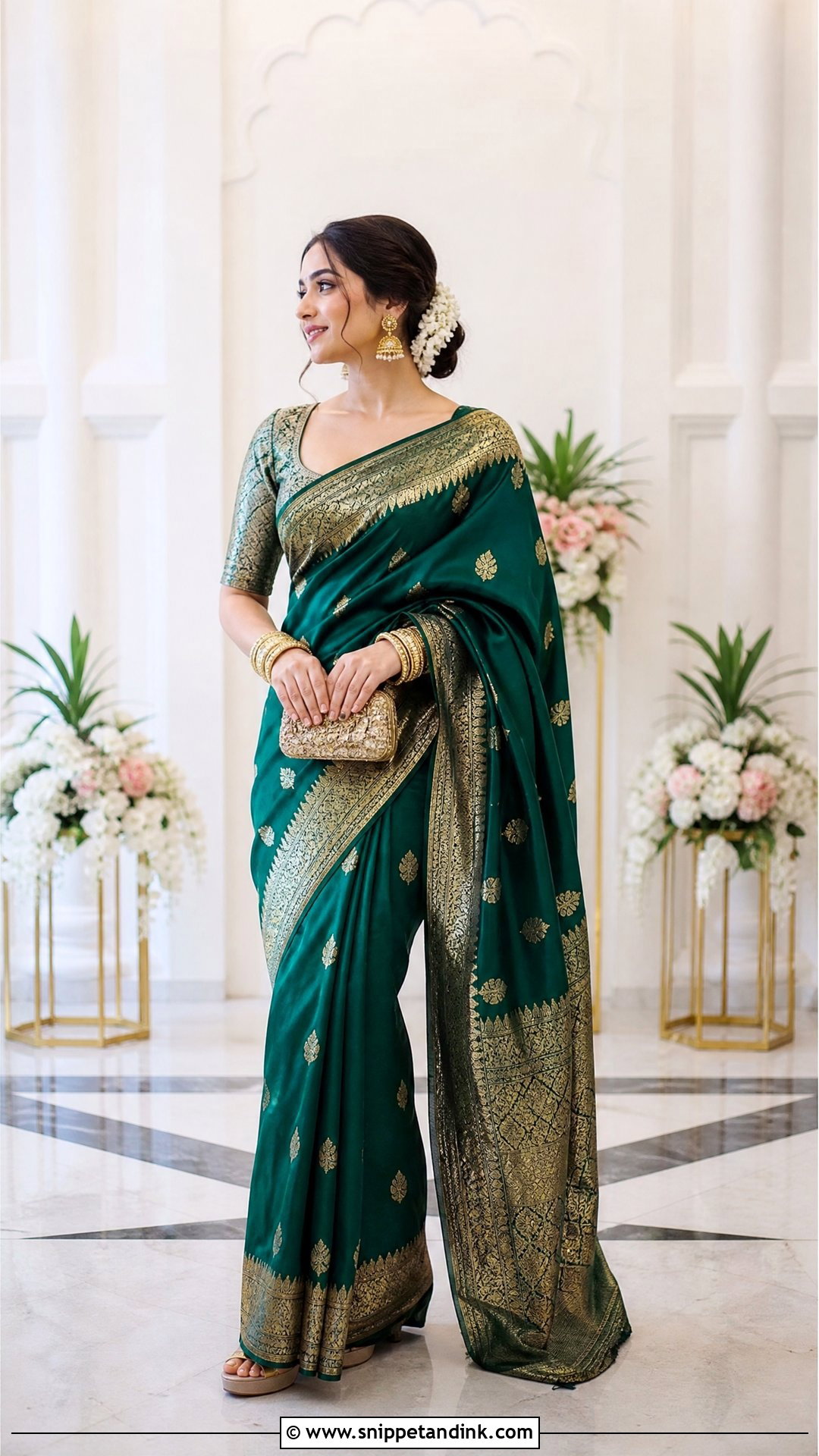 Banarasi Silk Saree for Brothers Wedding - Snippet and Ink - 20 Outfit Ideas for Brothers Wedding