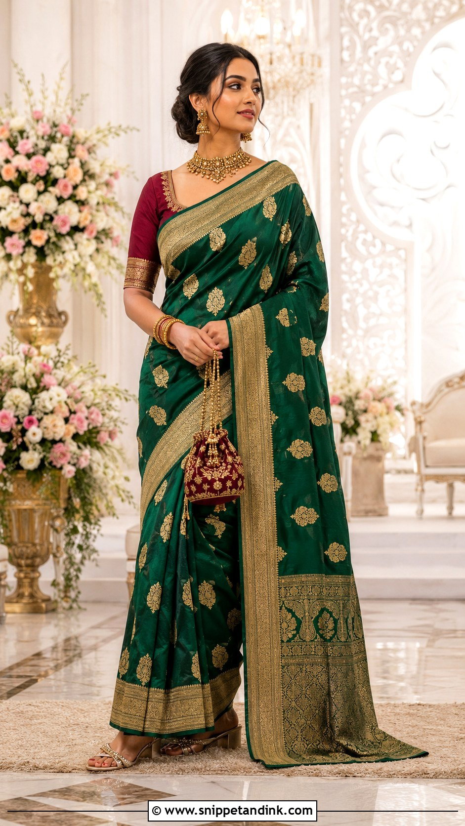 Banarasi Silk Saree for Indian Marriage - Snippet and Ink - 20 Indian Marriage Dress Ideas