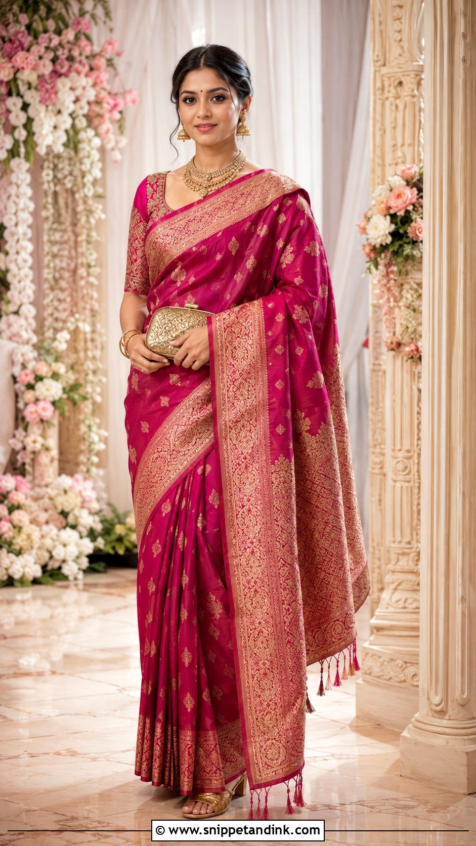Banarasi Silk Saree for Wedding - Snippet and Ink - 20 Indian Outfit for Wedding Ideas