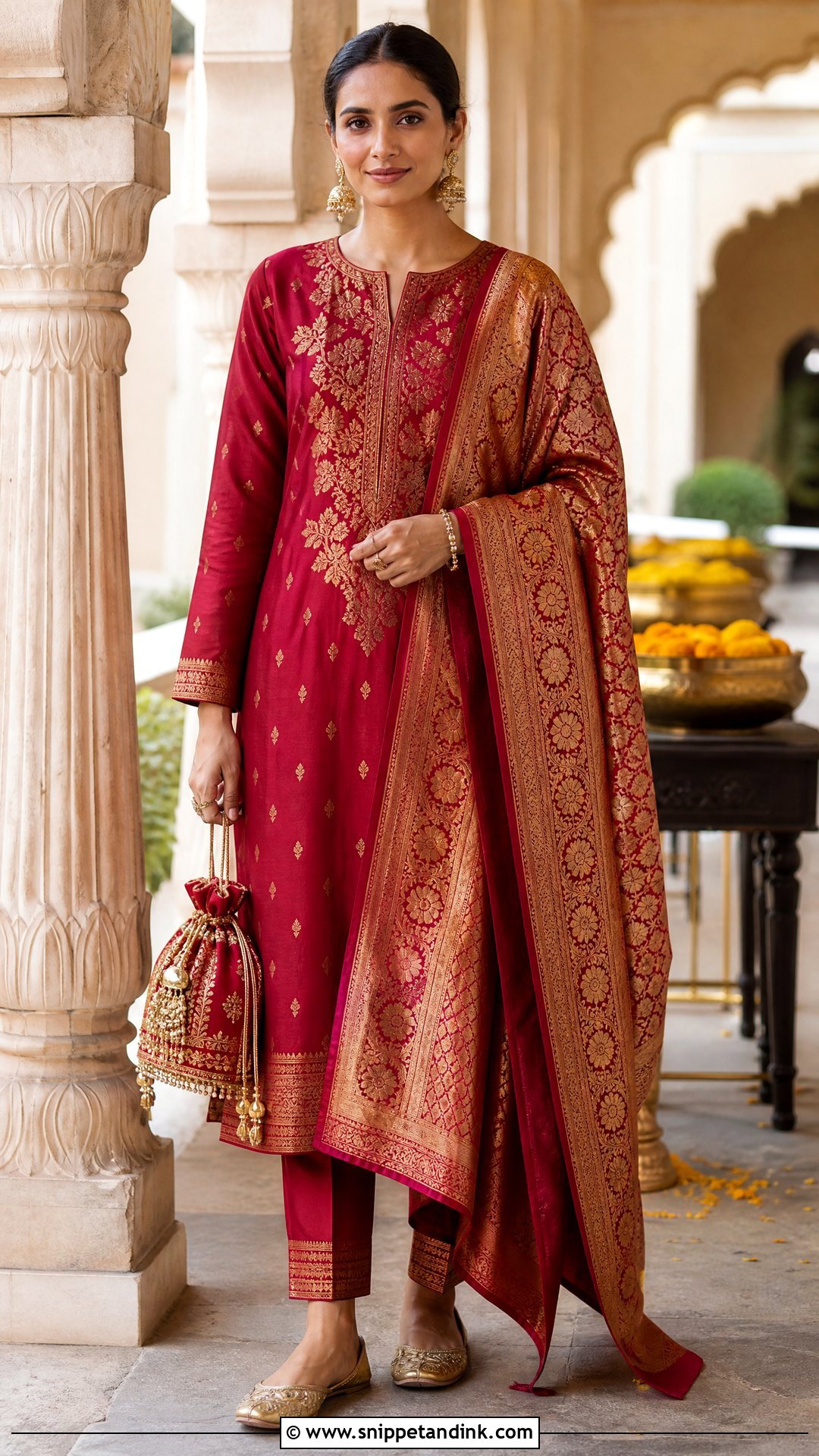 Banarasi Silk Straight Suit - Snippet and Ink - 20 Suit Ideas for Women Indian Wedding
