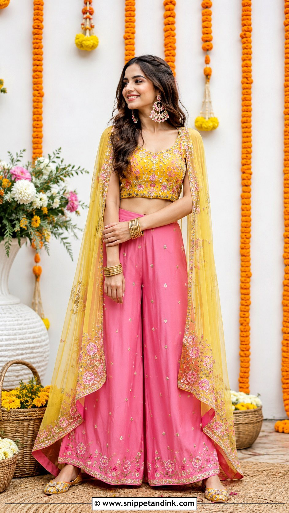 Banarasi Skirt and Crop Top for Mehendi Function - Snippet and Ink - 25 Outfit for Mehendi Function Ideas