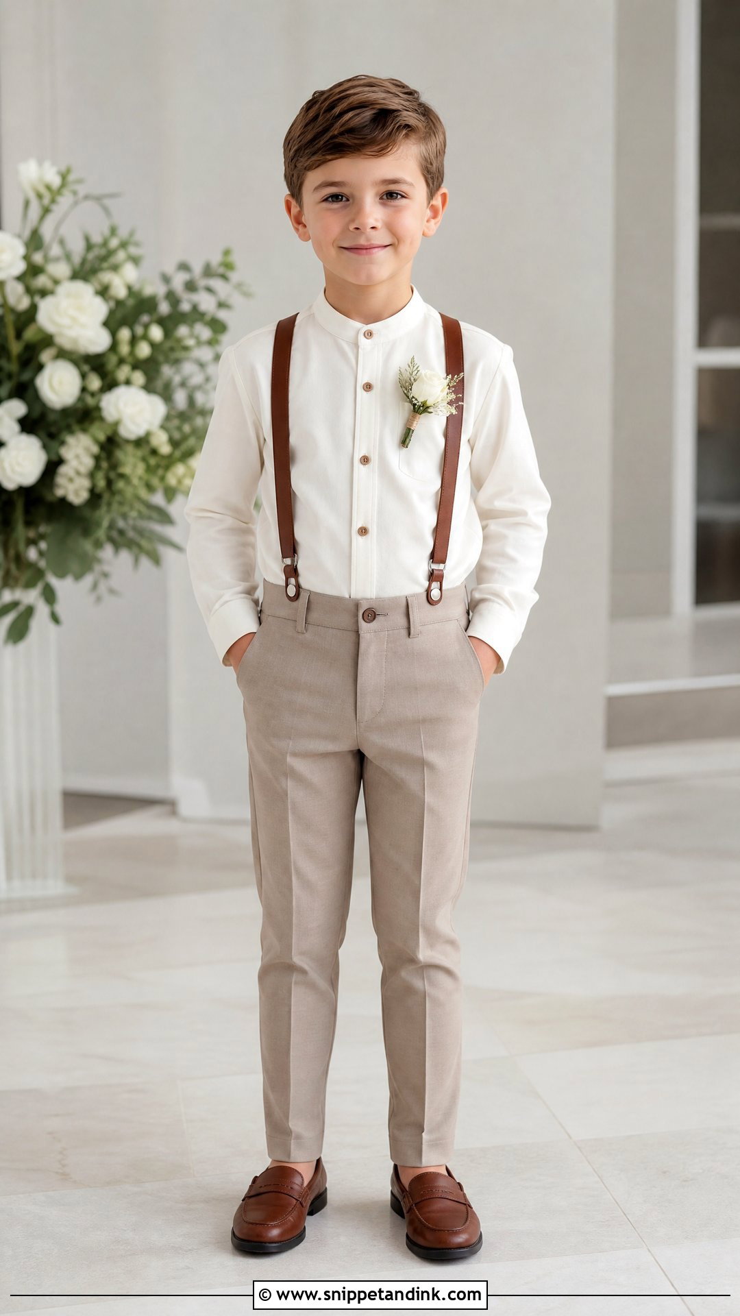 Band Collar Ring Bearer Shirt With Tailored Pants - Snippet and Ink - 20 Ring Bearer Shirt Ideas