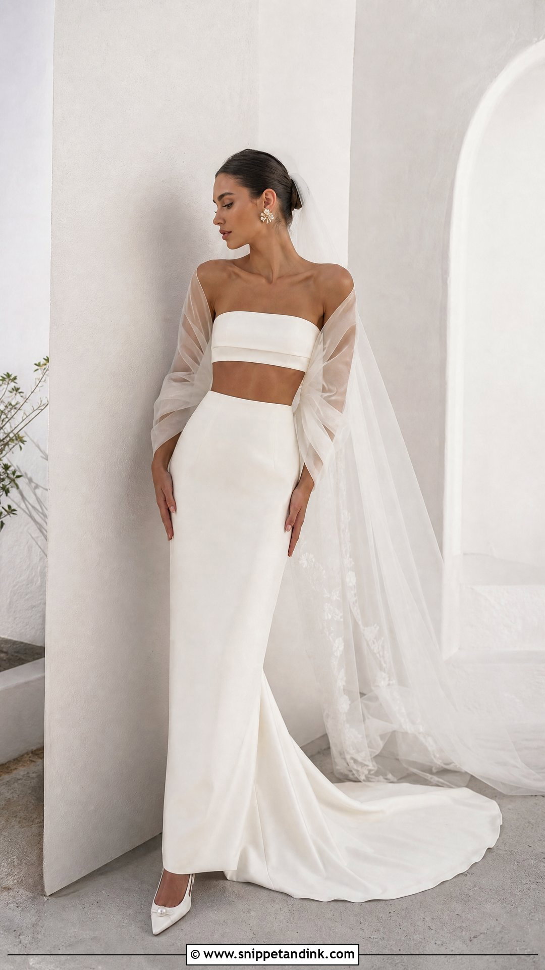 Bandeau Top And Column Skirt Two Piece Wedding Dress - Snippet and Ink - 20 Wedding Two Piece Dress Ideas