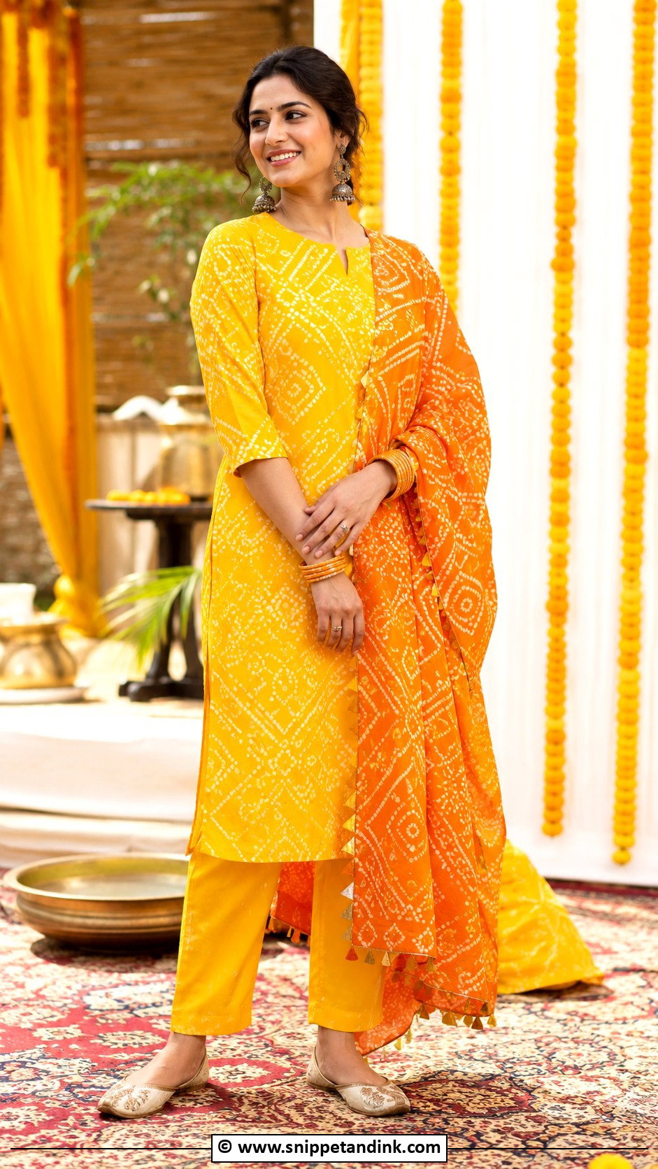 Bandhani Haldi Outfit - Snippet and Ink - 30 Haldi Outfits for Women