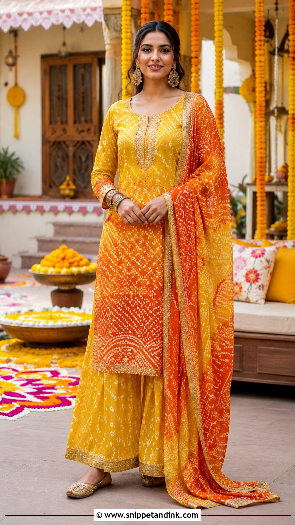 Bandhani Haldi Suit - Snippet and Ink - 25 Haldi Suit Ideas