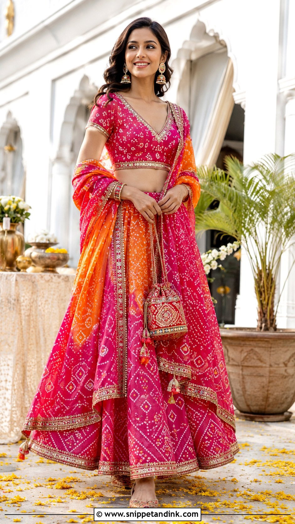Bandhani Lehenga Choli for Wedding - Snippet and Ink - 20 Indian Outfit for Wedding Ideas